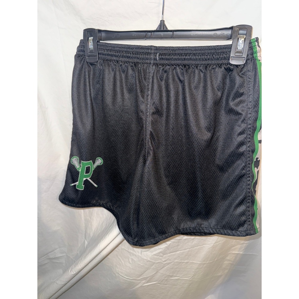 Alleson Athletic Mens Black Mesh Lacrosse Shorts Camo Side Panels Size Small